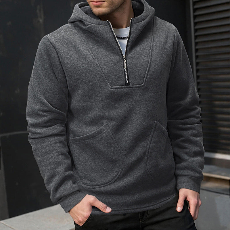 Herren Sportlicher Kapuzenpullover mit hohem Kragen und praktischen Reißverschlüssen R&B