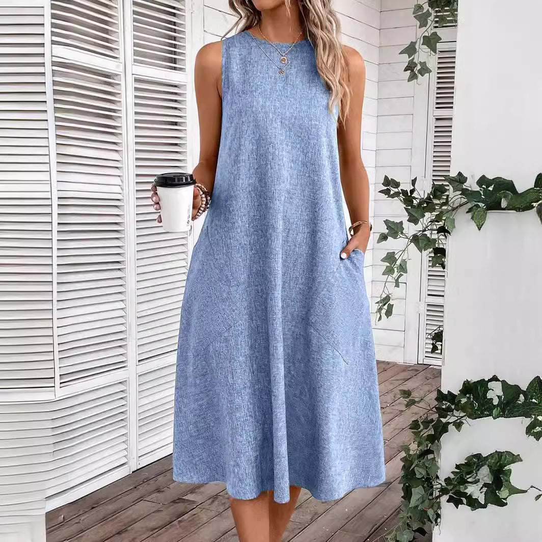 Damen lässiges Sommerkleid mit Taschen und bequemem Schnitt R&B