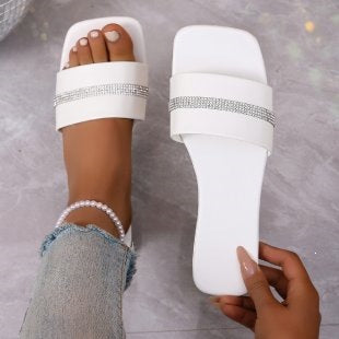 Damen modische Slides mit glitzerndem Riemen R&B