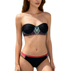 Damen Bandeau-Bikini mit trendigem geometrischem Muster R&B