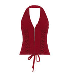 Damen-Haltertop mit raffinierten Zipp-Details und Baumwollmix R&B