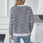 Damen Strickpullover mit modernem Wellenmuster
