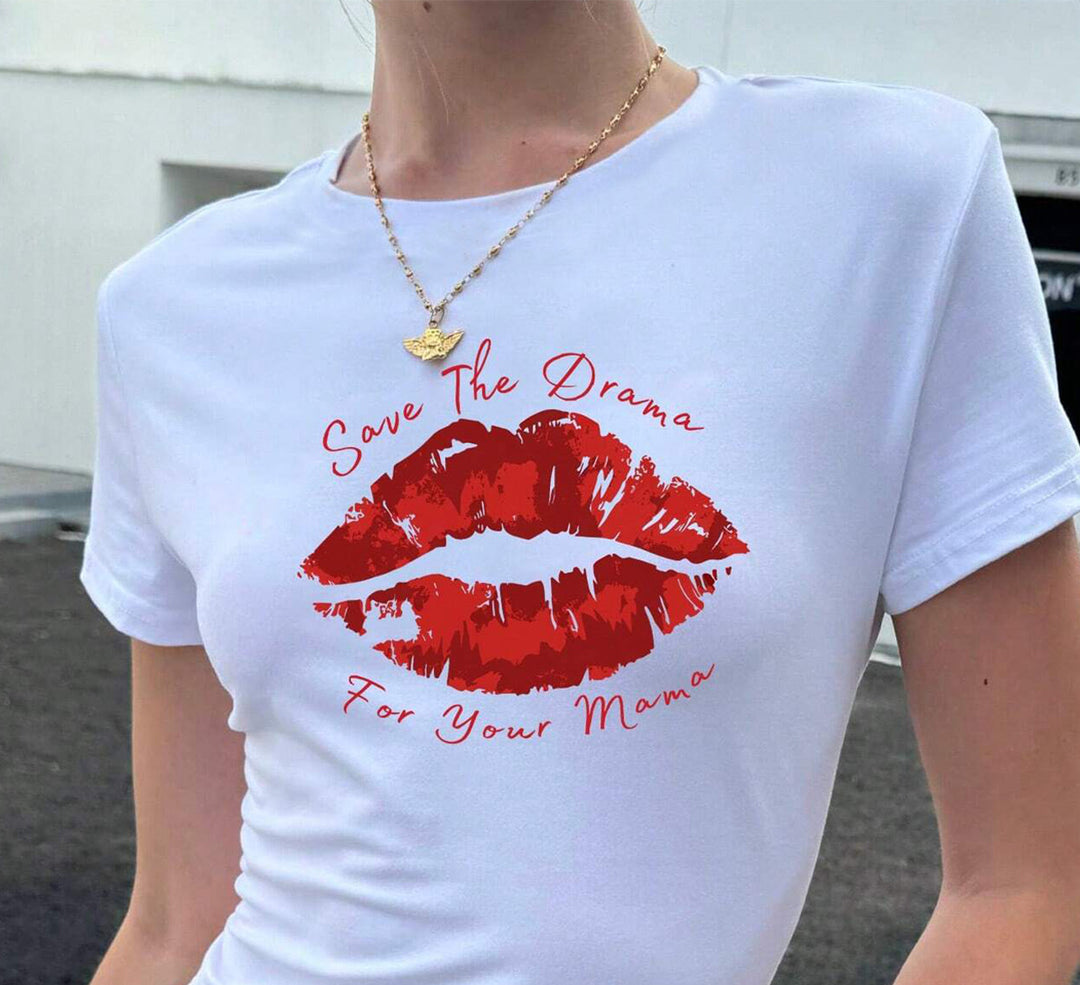 Damen T-Shirt mit kreativem Schlüsselherz-Motiv und modernem Print R&B