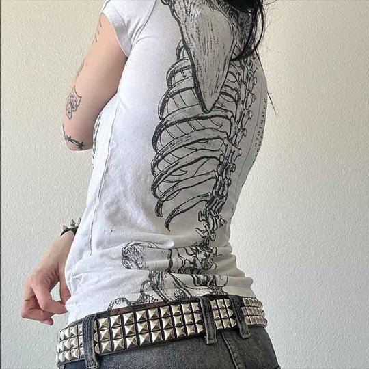 Damen Grafik-T-Shirt mit einzigartigem Skelett-Design R&B