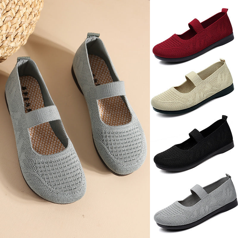Damen Komfortable Ballerinas mit elastischem Riemen