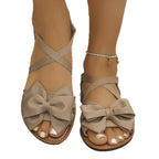 Damen modische Riemchen-Sandalen mit dekorativem Schleifen-Detail und ergonomischer Sohle R&B