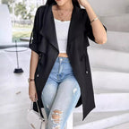 Damen Trenchcoat mit abnehmbarer Kapuze und verstellbarem Taillenzug R&B