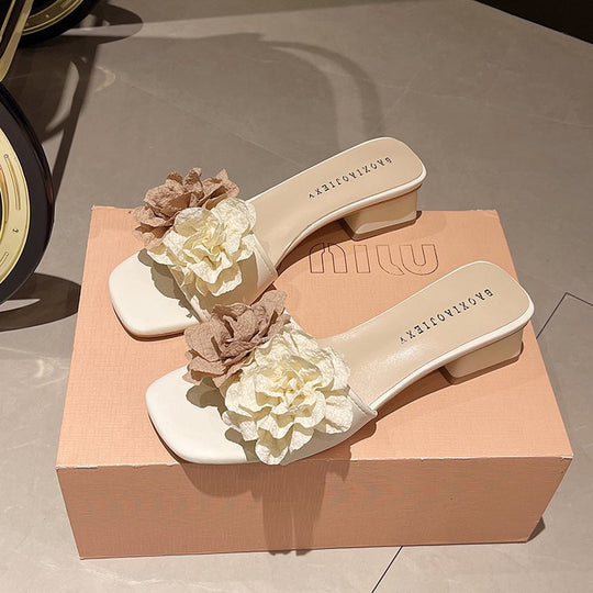 Damen dekorative Mules mit Blumenakzent R&B