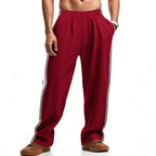 Herren nan lockere Sweat-Jogginghose mit elastischem Bund, seitlichen Doppelstreifen und weichem Baumwollmix R&B