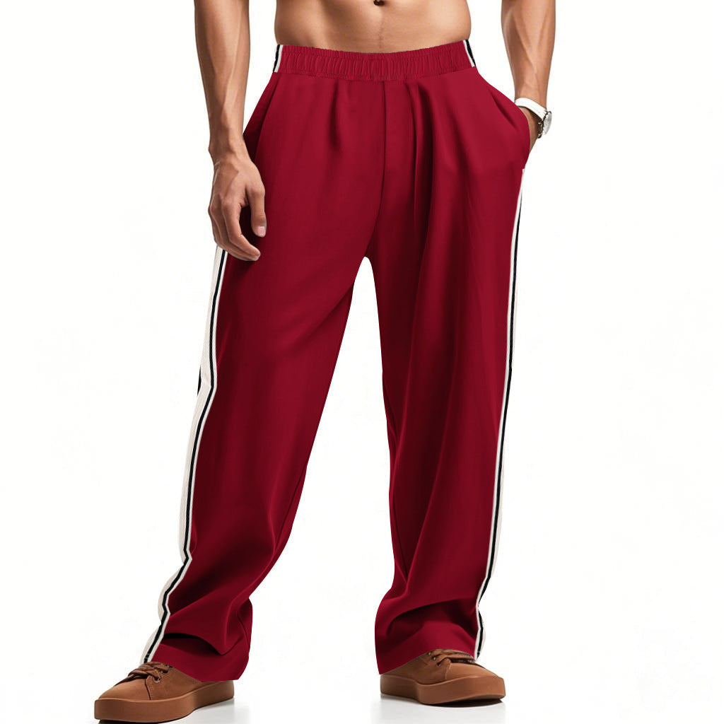 Herren nan lockere Sweat-Jogginghose mit elastischem Bund, seitlichen Doppelstreifen und weichem Baumwollmix R&B