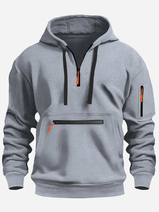 Herren modischer Kapuzenpullover mit praktischen Reißverschluss-Taschen R&B