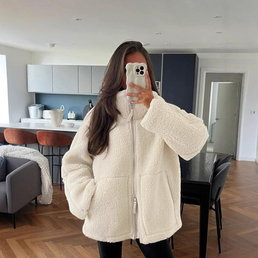 Damen kuschelige Fleecejacke R&B