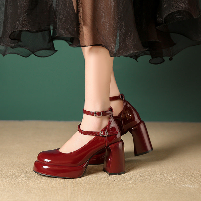 Damen Elegante Blockabsatz-Pumps mit verstellbarem Riemen R&B