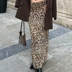 Damen eleganter Maxirock im stilvollen Leoprint