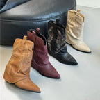 Damen Cowboy-Stiefel mit gerafftem Schaft und filigranen Nähten R&B