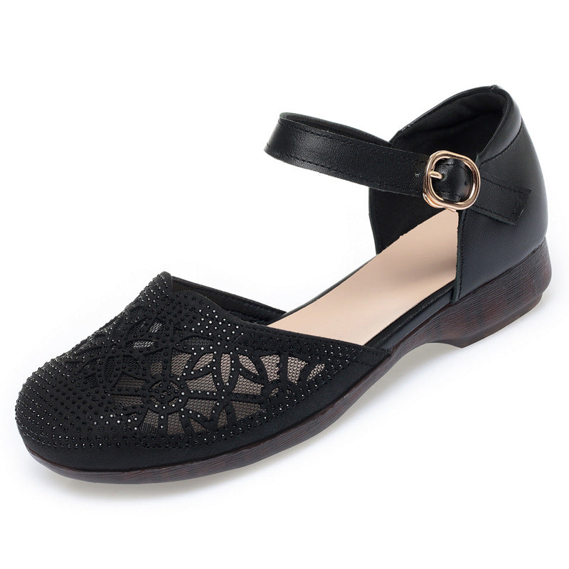 Damen Ballerinas mit funkelndem Strass und eleganter Riemchen-Detail R&B