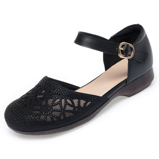Damen Ballerinas mit funkelndem Strass und eleganter Riemchen-Detail R&B