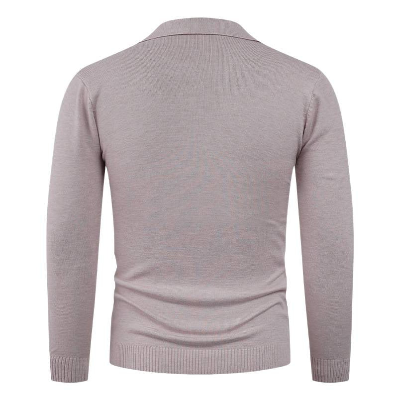 Herren Strickpullover mit halb offenem Kragen und feiner Rippenstruktur R&B