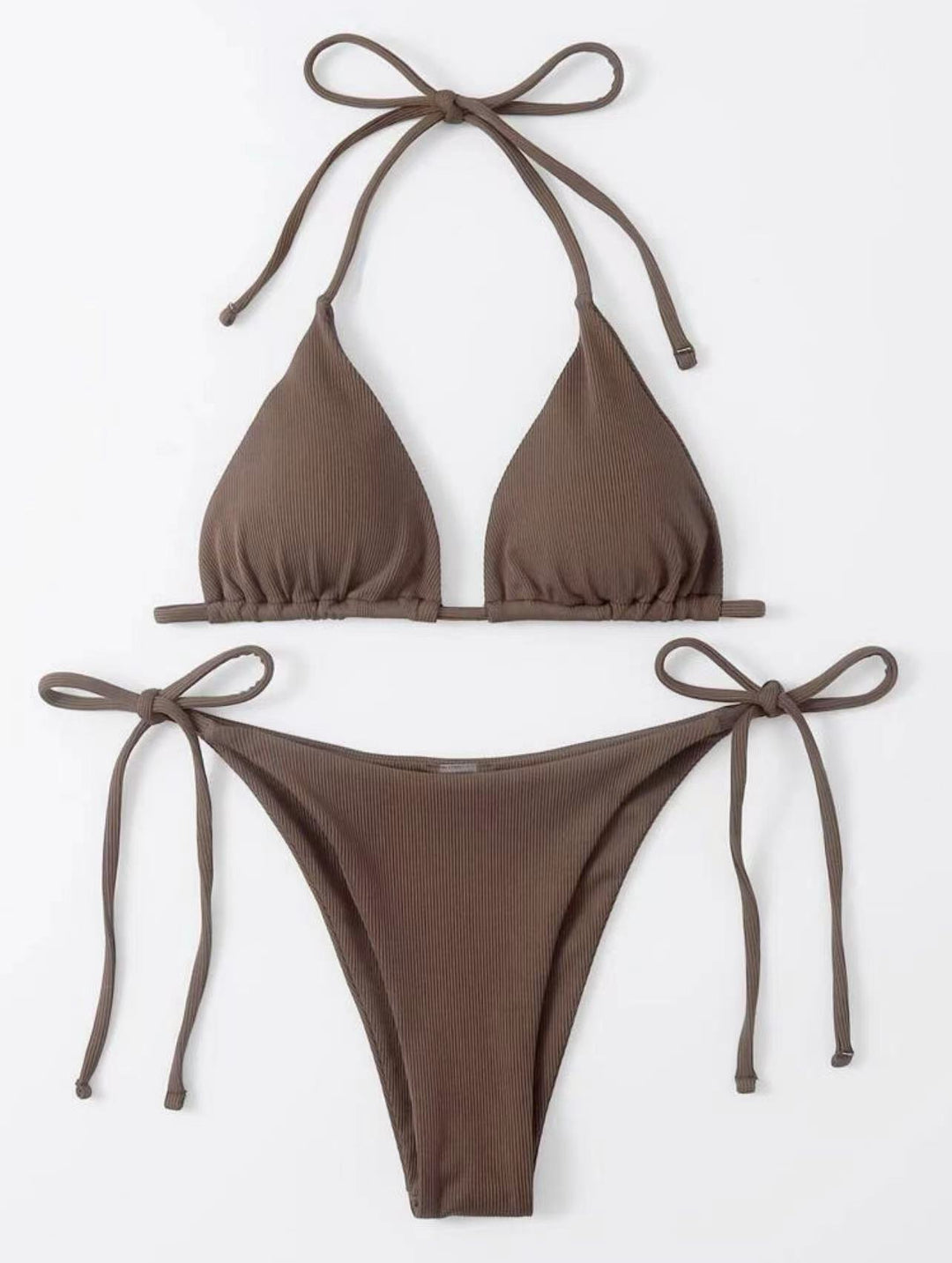 Damen Triangel-Bikini mit verstellbaren Trägern und Ripp-Design R&B