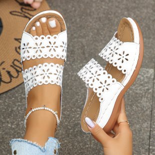 Damen elegante und luftige Sandalen mit floralem Riemendesign R&B