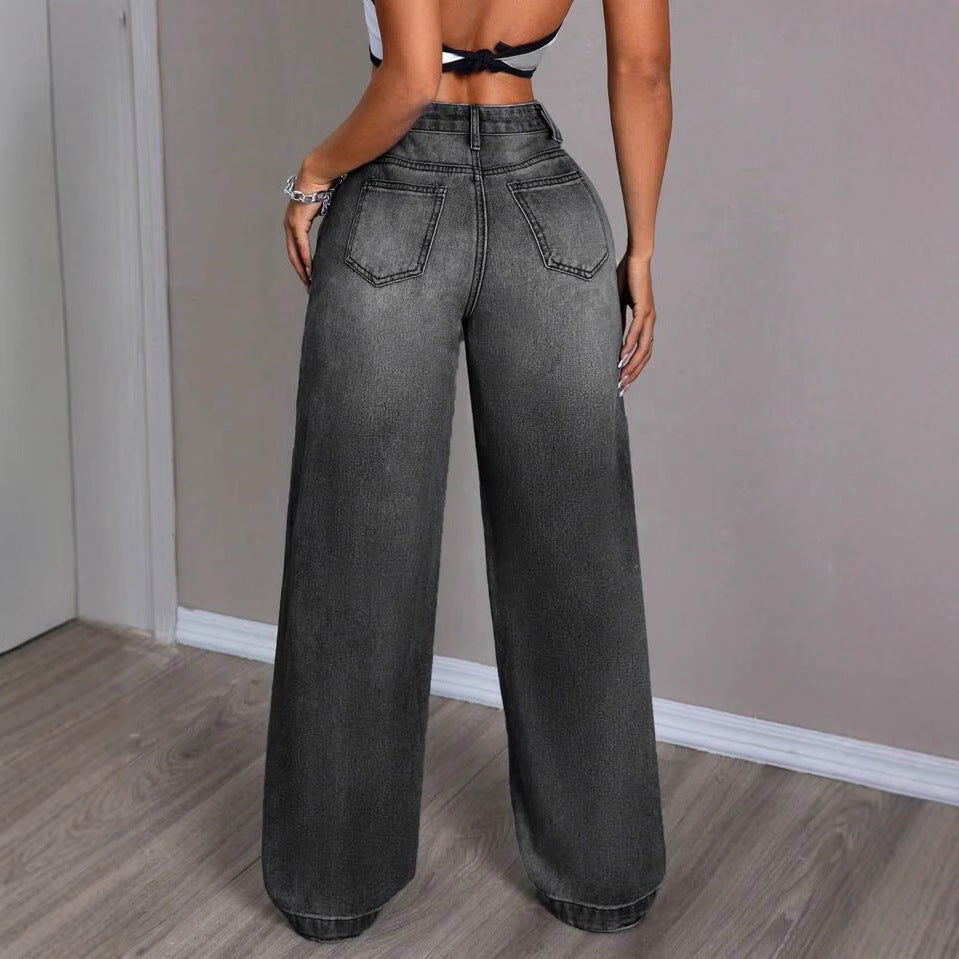 Damen Weite Denim-Hose im lässigen Urban-Style mit hohem Bund R&B