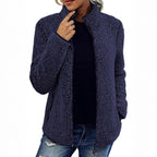 Damen kuschelige Fleecejacke mit hohem Kragen und praktischen Taschen R&B