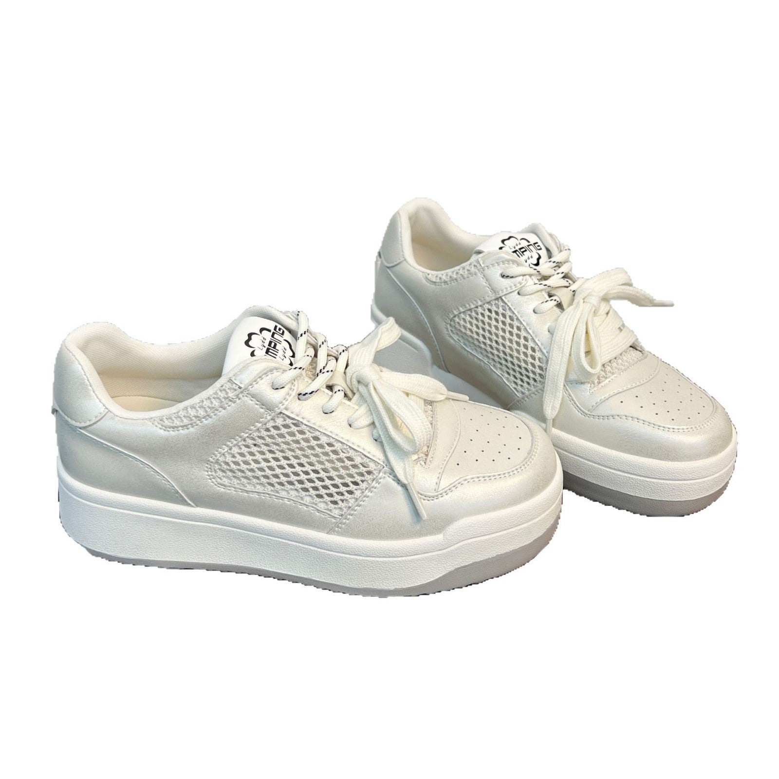 Damen Sportliche Sneakers mit luftiger Netz- und Lederkombination R&B