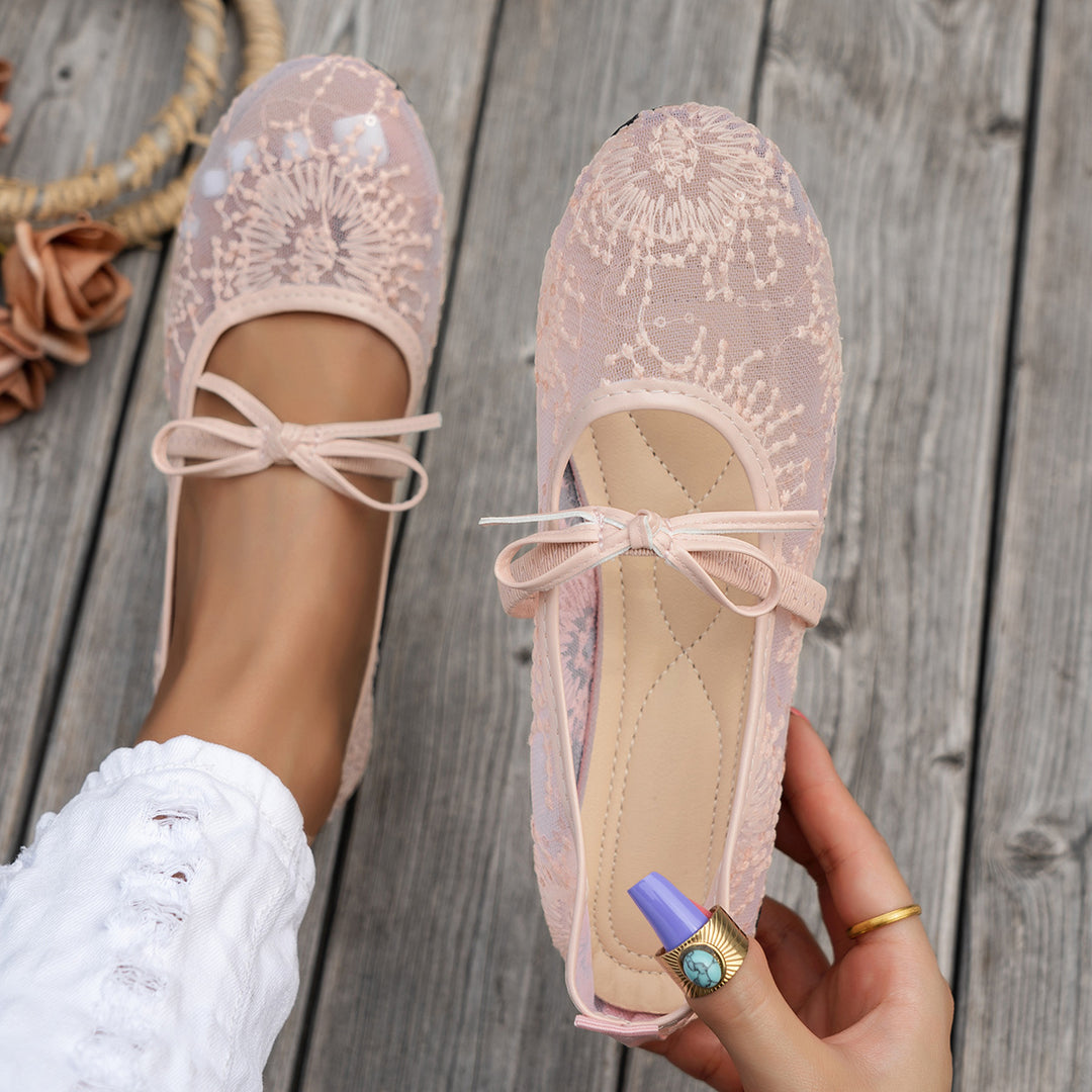 Damen Elegante Spitzenschuhe mit dekorativen Schleifen und funkelnden Akzenten R&B