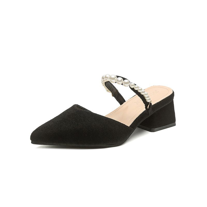 Damen elegante Slingback Mules mit Perlenakzenten R&B