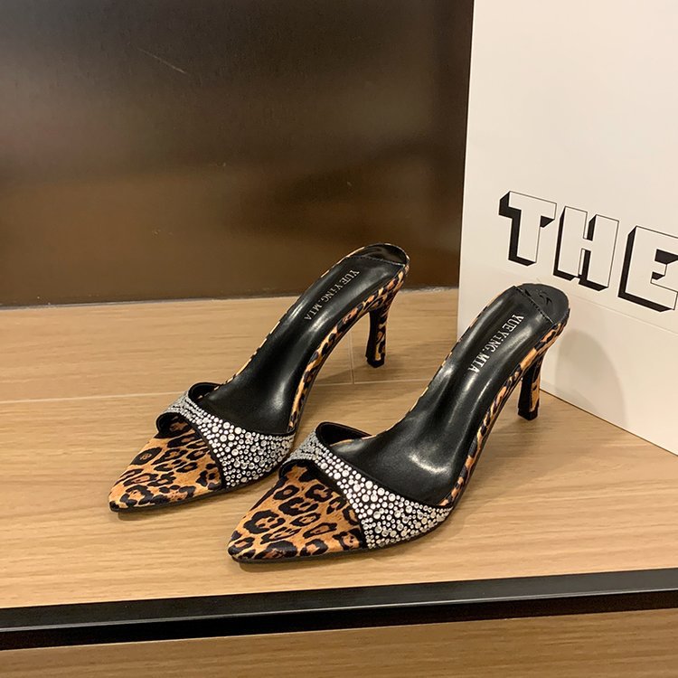 Damen elegante Slingback-Pumps mit Tierfell-Design und Strassverzierung R&B
