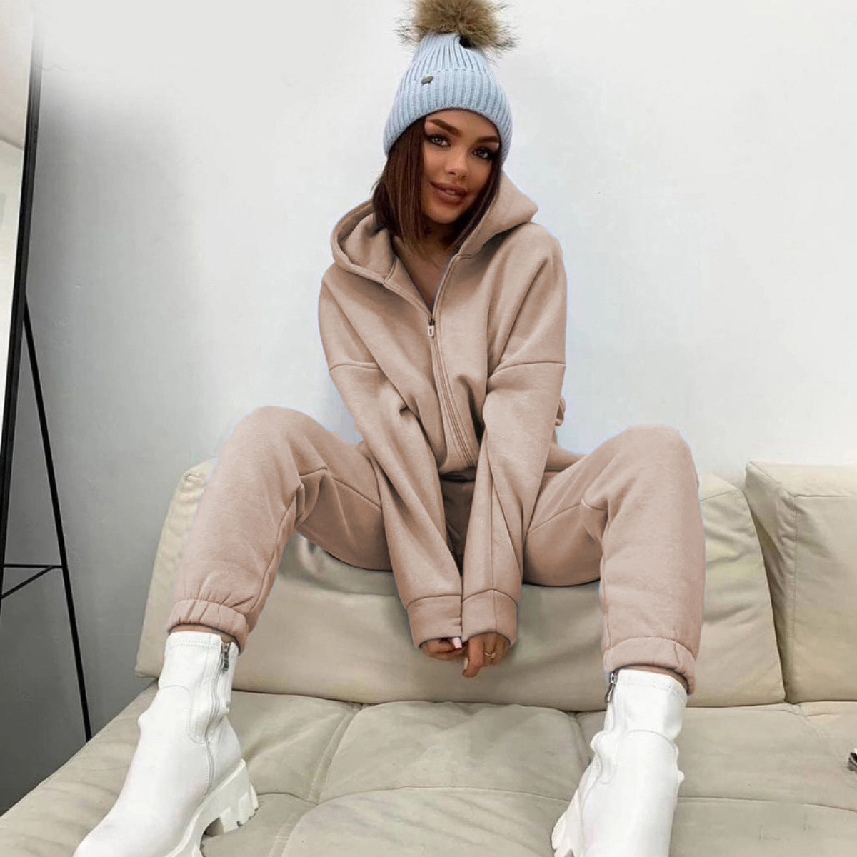 Damen nan weiches Reißverschluss-Hoodie und taillierte Komfort-Jogginghose Set mit innenliegendem Fleece R&B