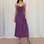 Damen Elegantes Maxikleid mit asymmetrischem Cowl-Ausschnitt und stilvoller Raffung