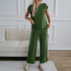 Damen Lässiges Zweiteiliges Lounge-Set mit weitem Oberteil und Palazzo-Hose R&B