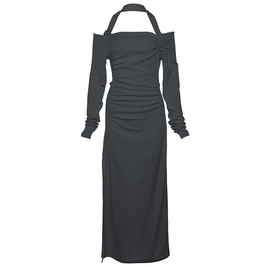 Damen Elegantes Maxikleid mit asymmetrischem Schulterdesign und raffinierten Rüschendetails R&B