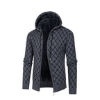 Herren Kapuzenjacke mit modernem Rautenmuster und kuscheligem Innenfutter