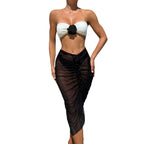 Damen Bikini-Set mit schicker Röschenapplikation und raffiniertem Wickelrock R&B