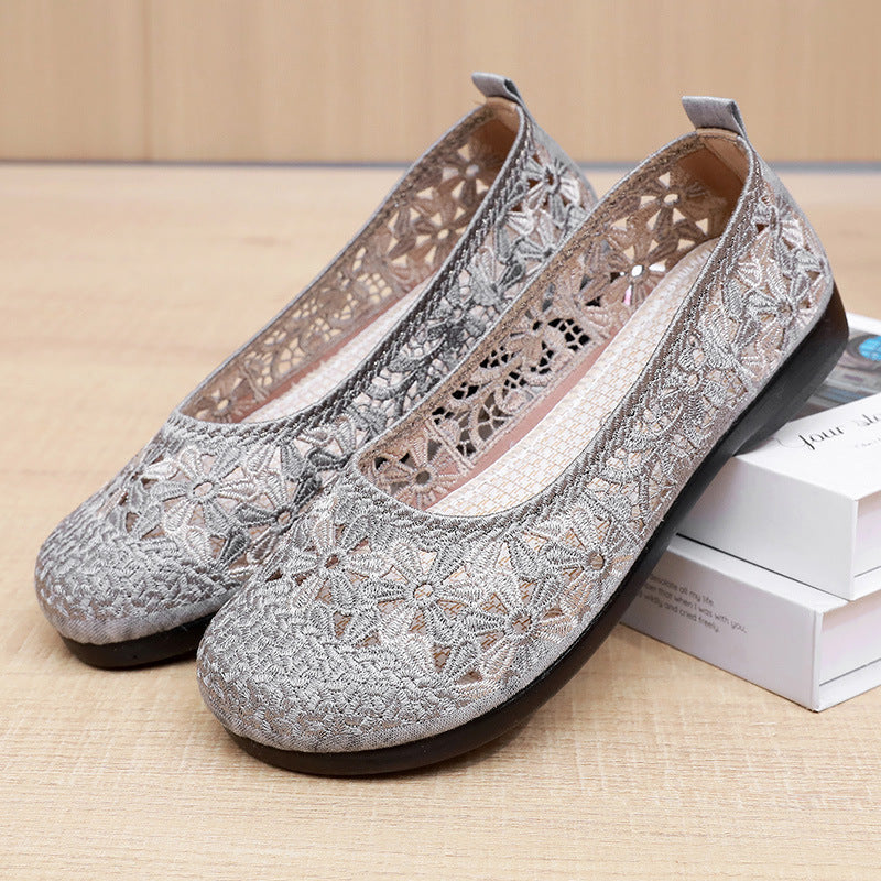 Damen Ballerinas mit feiner Häkel-Aussparung und rutschfester Sohle R&B