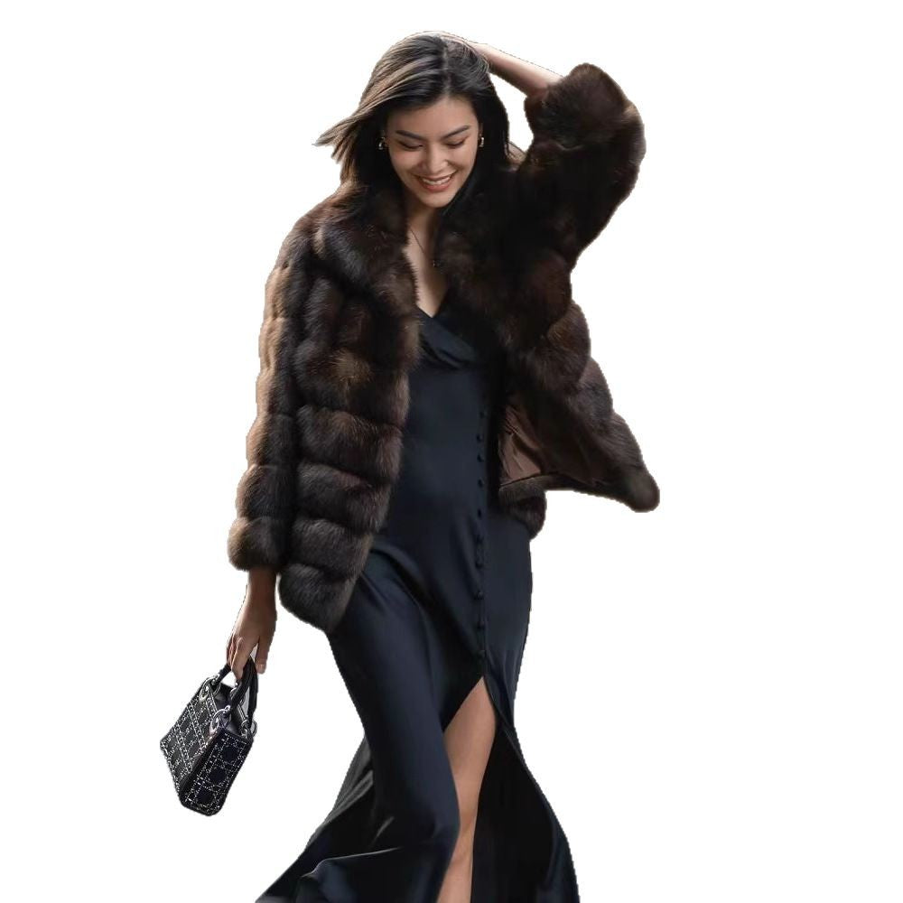 Damen Elegante Kurzjacke aus luxuriösem Kunstfell mit voluminösem Design R&B