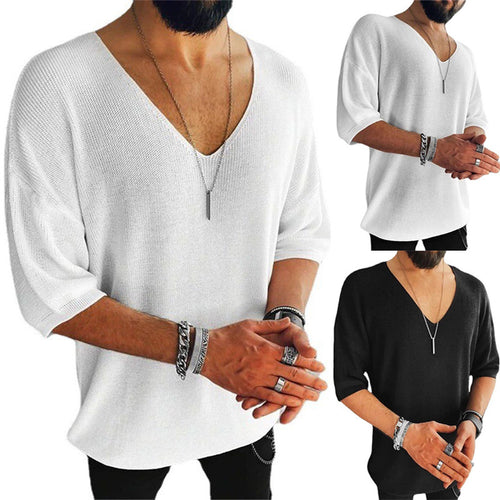Herren Übergröße V-Ausschnitt Pullover R&B