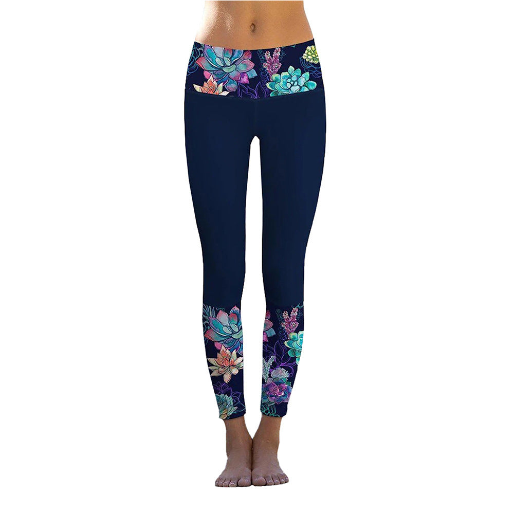 Damen Sportliche Leggings mit stylishem Marmormuster und hohem Bund R&B