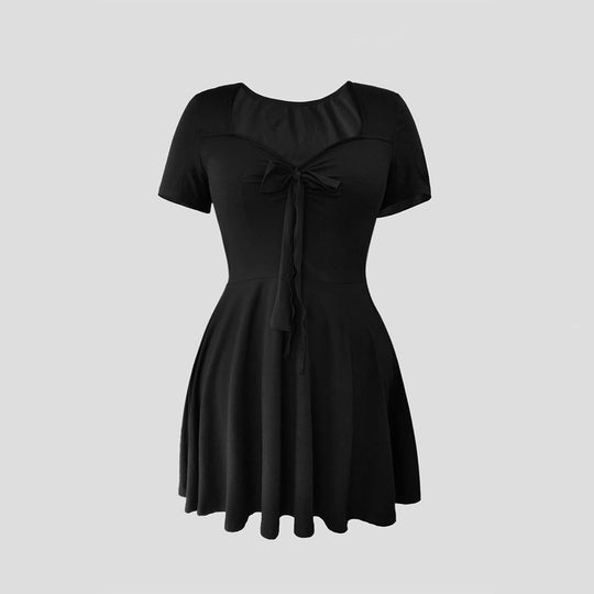 Damen Cocktailkleid mit tiefem V-Ausschnitt und Schleifendetail R&B