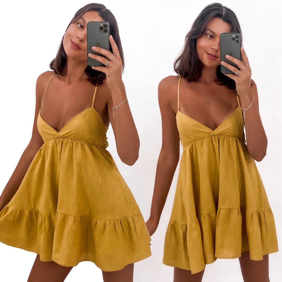 Damen Luftiges Sommerkleid mit Volant und Trägern R&B