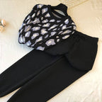 Damen stylisches Freizeitstrickset mit hohem Kragen R&B