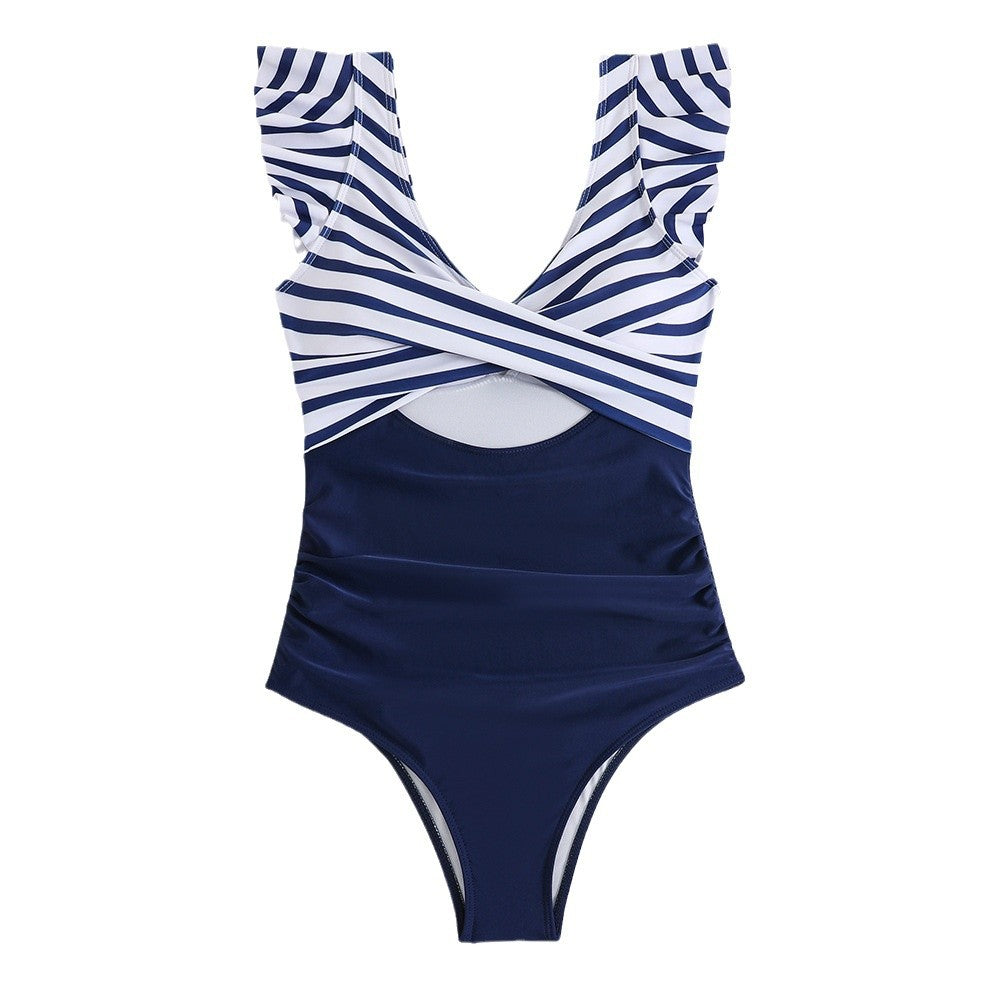 Damen Einteiler-Badeanzug mit modernem Schnitt und raffinierten Rüschendetails R&B