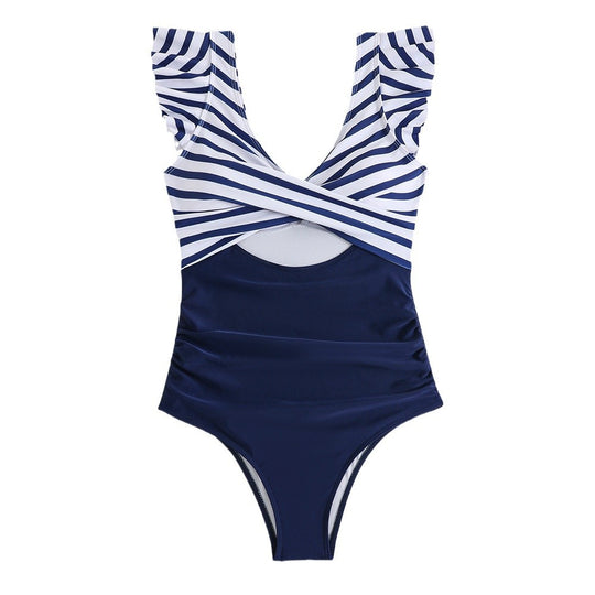 Damen Einteiler-Badeanzug mit modernem Schnitt und raffinierten Rüschendetails R&B