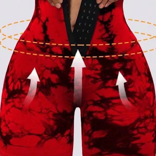 Damen Modische Radlerhosen mit höhenverstellbarem Bund und einzigartigem Batikdesign R&B