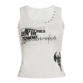 Damen Trendiges Oversized Tanktop mit auffälligem Grafikdruck und Rüschen R&B