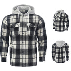 Herren Karierte Flanelljacke mit Hoodie und zwei Brusttaschen R&B