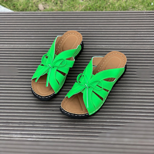 Damen Komfortable und modische Zehentrenner-Sandalen mit Schleifen-Design R&B
