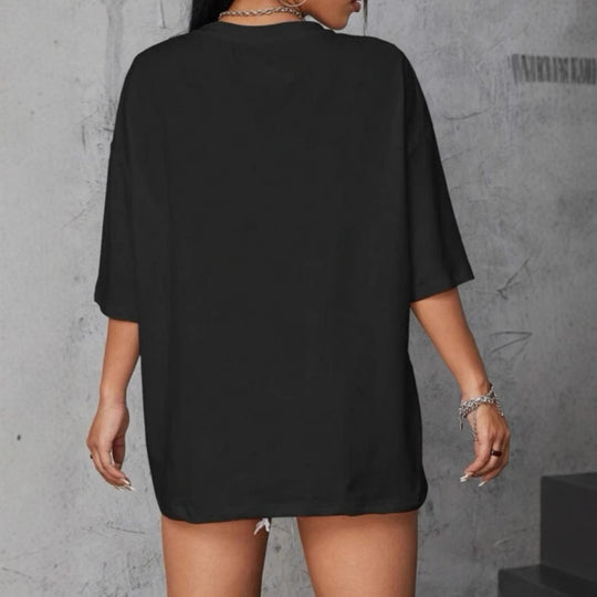 Damen locker geschnittenes Oversized T-Shirt mit Rundhalsausschnitt R&B